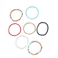 Glass Beads Bracelet Seedbead elastic & for woman mixed colors Length 6.2 Inch Sold By Set