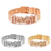 Bijoux bracelet en acier inoxydable, Placage, unisexe & avec strass, plus de couleurs à choisir, Longueur:7.5 pouce, Vendu par PC