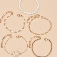 Zinc Alloy Bracelet bracelet with Seedbead plated 5 pieces & for woman golden Length 19 cm Sold By PC