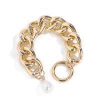 Bracelet en aluminium, avec perle, chaîne de gourmette & pour femme, plus de couleurs à choisir, Longueur:7.5 pouce, Vendu par PC