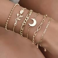 Bracelet en alliage de zinc, Bracelet, Placage, 6 pièces & pour femme, doré, Longueur:33 cm, Vendu par sac