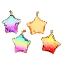 Crystal Pendants Brass with Crystal Star colorful plated Sold By PC
