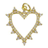 Cubic Zirconia Micro Pave Brass Pendant, Heart, gold color plated, micro pave cubic zirconia & hollow, 20x22x2mm, Hole:Approx 3.5mm, 20PCs/Lot, Sold By Lot