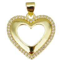 Cubic Zirconia Micro Pave Brass Pendant Heart gold color plated micro pave cubic zirconia & hollow Approx 3.5mm Sold By Lot
