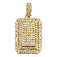 Cubic Zirconia Micro Pave Brass Pendant, gold color plated, micro pave cubic zirconia, 13x20x4mm, Hole:Approx 3.5mm, 10PCs/Lot, Sold By Lot