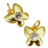 Cubic Zirconia Brass Pendants Butterfly gold color plated micro pave cubic zirconia Approx 2.5mm Sold By Lot