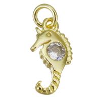 Cubic Zirconia Brass Pendants, Seahorse, gold color plated, micro pave cubic zirconia, 6x12x2mm, Hole:Approx 2.5mm, 20PCs/Lot, Sold By Lot