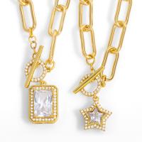 Kubický zirkon Micro vydláždit mosaz náhrdelník, 18K pozlacené, módní šperky & různé styly pro výběr & micro vydláždit kubické zirkony & pro ženy, nikl, olovo a kadmium zdarma, Prodáno By PC