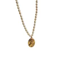 Plastik perle halskæde, Messing, med Plastic Pearl, med 2.36inch extender kæde, guldfarve belagt, mode smykker & for kvinde, nikkel, bly & cadmium fri, 16mm, Længde 15.35 inch, Solgt af PC