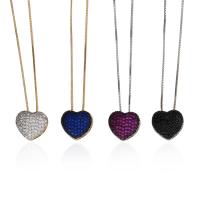 Cubic Zircon Micro Pave Brass Necklace, Heart, plated, fashion jewelry & Unisex & micro pave cubic zirconia, more colors for choice, nickel, lead & cadmium free, Length:19.69 Inch, Sold By PC