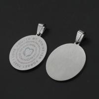 Stainless Steel Pendants, Round, DIY, silver color, 45x26x11mm, Sold By PC