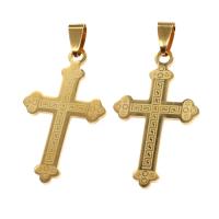 Stainless Steel Cross Pendants, DIY, golden, 41x25x1mm, Sold By PC