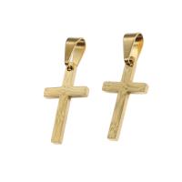 Stainless Steel Cross Pendants, DIY, golden, 20x11x1mm, Sold By PC