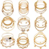 Zinc Alloy Bracelet Set bracelet plated for woman & with rhinestone Length 7.5 Inch Sold By Set