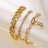 Zinc Alloy Bracelet Set bracelet plated anti-fatigue & for woman & with rhinestone Sold By Set