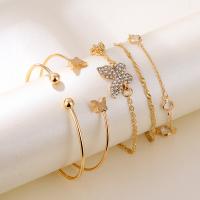 Tibetan Style Bracelet Set, bracelet, plated, 5 pieces & anti-fatigue & for woman & with rhinestone, golden, Sold By Set