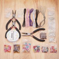 DIY Jewelry Supplies, Acrylic, with Glass Beads & paper box & Elastic Thread & Crystal Thread & Nylon Cord & Brass & Iron & Tiger Tail Wire, mixed colors, Sold By Set