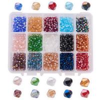 Perles en verre de mode, Placage de couleur AB, DIY & facettes, couleurs mélangées, 4x4mm, Vendu par boîte