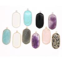 Gemstone Pendants Jewelry, Brass, with Gemstone, more colors for choice, 48x22x4mm, Sold By PC