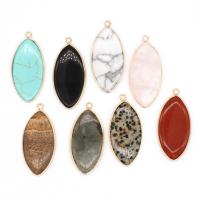 Gemstone Pendants Jewelry, Brass, with Gemstone, Horse Eye, more colors for choice, 45x21x5.40mm, Sold By PC