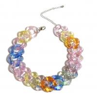 Acrylic Necklace, with Tibetan Style, curb chain & for woman, multi-colored, Length:45 cm, Sold By PC