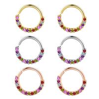Brass Nose Piercing Jewelry, plated, Unisex & with cubic zirconia, more colors for choice, nickel, lead & cadmium free, 0.80x8mm, Sold By PC