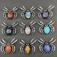 Gemstone Pendants Jewelry, with Tibetan Style, Spider, antique silver color plated, different materials for choice, more colors for choice, 50mm, Sold By PC