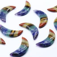 Gemstone Decoration, Moon, polished, multi-colored, 16x49mm, Sold By PC