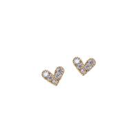 Tibetan Style Stud Earring, Heart, fashion jewelry & micro pave cubic zirconia & for woman, nickel, lead & cadmium free, 7mm, Sold By Pair
