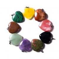 Ожерелья из драгоценных камней, Природный камень, с кожаный шнур, Сердце, натуральный, Женский, Много цветов для выбора, длина:45 см, продается PC
