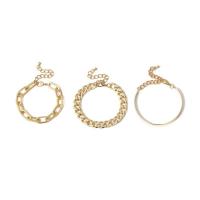 Zinc Alloy Bracelet bracelet plated 3 pieces & for woman golden Length 7.5 Inch Sold By PC