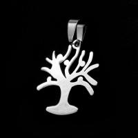 Bijoux pendentifs en acier inoxydable , arbre, couleur originale, 28x26x1mm, Vendu par PC