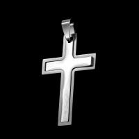 Stainless Steel Cross Pendants, original color, 38x26x1mm, Sold By PC