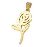Stainless Steel Flower Pendant, Rose, golden, 43x26x1mm, Sold By PC