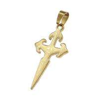 Stainless Steel Cross Pendants, golden, 45x24x1mm, Sold By PC
