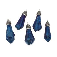 Gemstone Pendants Jewelry, Brass, with Rhinestone Clay Pave & Gemstone, more colors for choice, 53x20mm, Sold By PC