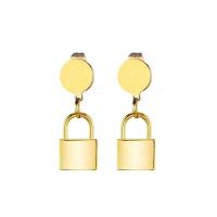 Stainless Steel Drop Earring, Lock, fashion jewelry & for woman, more colors for choice, Sold By Pair