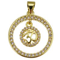 Cubic Zirconia Micro Pave Brass Pendant Round gold color plated micro pave cubic zirconia & hollow Approx 3.5mm Sold By Lot