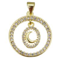Cubic Zirconia Micro Pave Brass Pendant Round gold color plated micro pave cubic zirconia & hollow Approx 3.5mm Sold By Lot