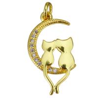 Cubic Zirconia Micro Pave Brass Pendant, gold color plated, micro pave cubic zirconia, 10x19x2mm, Hole:Approx 2.5mm, 20PCs/Lot, Sold By Lot