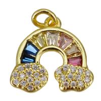 Cubic Zirconia Micro Pave Brass Pendant Rainbow gold color plated micro pave cubic zirconia Approx 2.5mm Sold By Lot