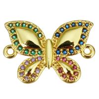 Cubic Zirconia Micro Pave Brass Connector Butterfly gold color plated micro pave cubic zirconia & 1/1 loop Approx 1.5mm Sold By Lot