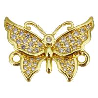 Cubic Zirconia Micro Pave Brass Connector Butterfly gold color plated micro pave cubic zirconia & 1/1 loop Approx 1.5mm Sold By Lot