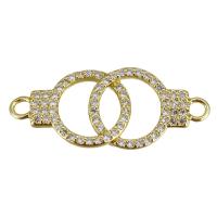 Cubic Zirconia Micro Pave Brass Connector Handcuffs gold color plated micro pave cubic zirconia & 1/1 loop & hollow Approx 1.5mm Sold By Lot