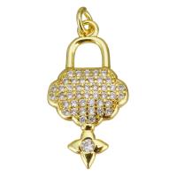 Cubic Zirconia Micro Pave Brass Pendant, gold color plated, micro pave cubic zirconia, 12x22x2.50mm, Hole:Approx 2.5mm, 20PCs/Lot, Sold By Lot