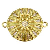 Cubic Zirconia Micro Pave Brass Connector Flat Round gold color plated micro pave cubic zirconia & 1/1 loop Approx 1.5mm Sold By Lot