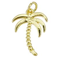 Brass Jewelry Pendants, Palm Tree, gold color plated, DIY, 12x17x1.50mm, Hole:Approx 2.5mm, 20PCs/Lot, Sold By Lot