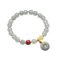 Gemstone Bracelets Hetian Jade with Yunnan Red Agate vintage & for woman 8*6.5mm 14-16cm Sold By PC