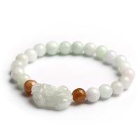 Natural Jadeite Bracelet with Jade Fabulous Wild Beast Charms Unisex & anti-fatigue 21*6*12mm 7.5mm Sold By Strand