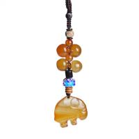 Bag Purse Charms Keyrings Keychains Chalcedony with Olivary Nucleus & Xingyue Bodhi & Sandalwood & Coco Elephant handmade & Unisex 15*14mm 32.5*37*8.5mm Length 14 cm Sold By PC
